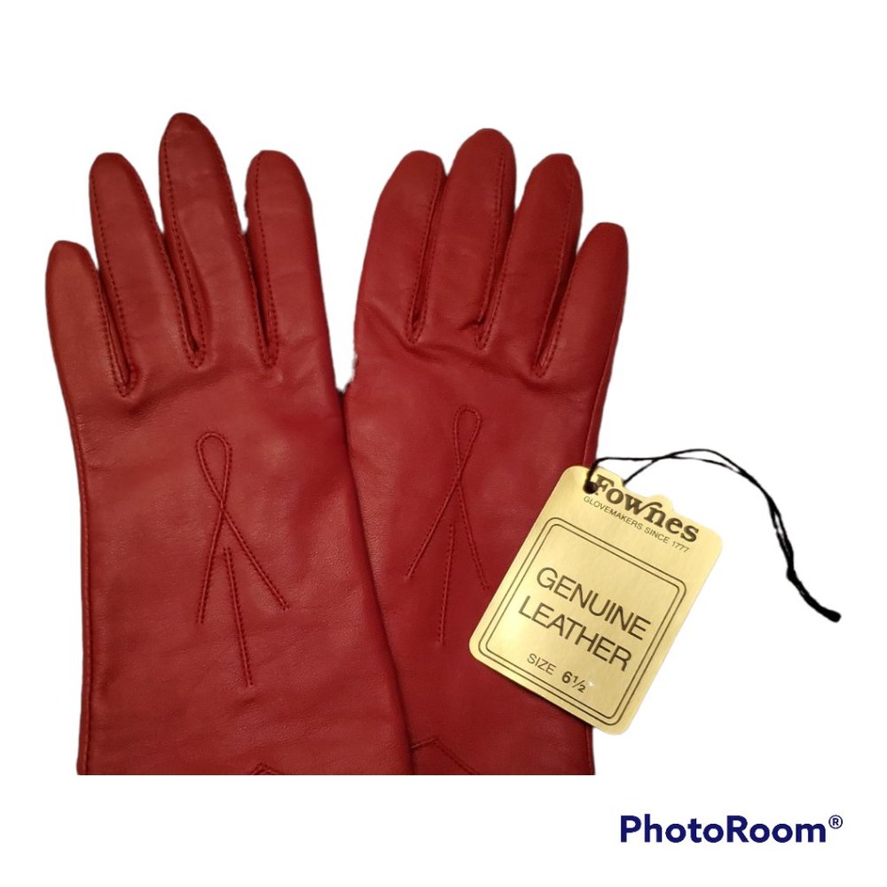 Fownes Red Leather Gloves - Small  - NWT